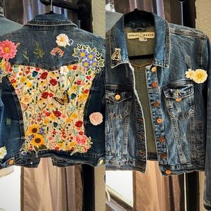 Custom, Jean jacket, butterfly, and flour inspired